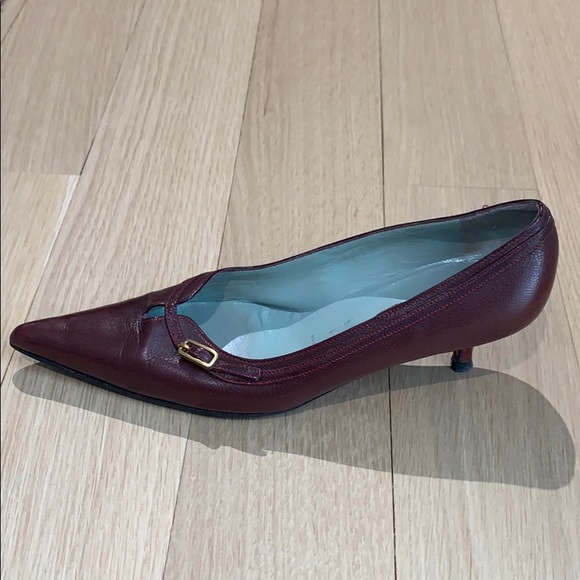 Sigerson Morrison Kitten Heel Burgundy Shoes - 7.5 - Picture 4 of 7
